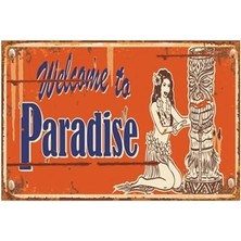 Hayat Poster Cennete Hoşgeldiniz Retro Vintage Ahşap Poster
