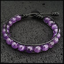 Seven Art Jewelry Doğal Taş Bileklik, Ametist Bileklik, Tek Sarmal Bohem Bileklik, Kadın Bileklik, Erkek Bileklik