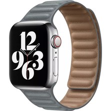 Furenfa Apple Watch (38-40-41mm) 1/2/3/4/5/6/7/8/Se/Ultra Uyumlu Deri Görünümlü Mıknatıslı Dilimli Kordon Kayış