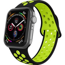Pazariz Siyah Apple Watch Uyumlu Uyumlu Silikon Delikli Kordon