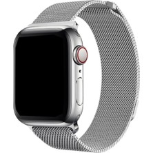 Pazariz Apple Watch Uyumlu 2 3 4 5 42 mm 44 mm Hasır Örgü Metal Kordon Kayış