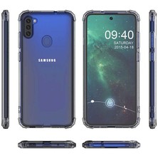 Kip GSM Samsung Galaxy M11 Şeffaf Kamera Korumalı Darbe Emici Telefon Kılıfı