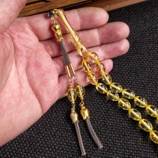 Vip Kehribar 7X11 mm  Ateşi Kehribar Tesbih Kişiselleştirilebilir Isme Özel Kehribar Tespih Ahşap Kutulu