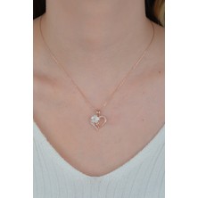 Essare 925 Ayar Manolya Çiçeği Kalp Kadın Gümüş Kolye