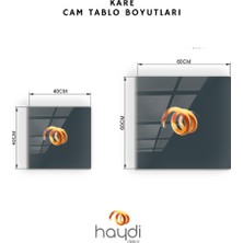 Haydi Dekor Kırmızı Kalp Atışlı  Çizim Cam Tablo