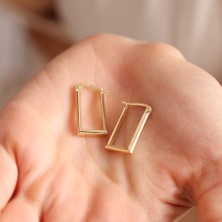 Sembol Gold Altın Halka Küpe Rectangle 2.0 cm