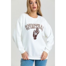 AS Anita Store Spiritüel Nakışlı Kalın Içi Polarlı Oversize Sweatshirt