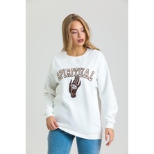 AS Anita Store Spiritüel Nakışlı Kalın Içi Polarlı Oversize Sweatshirt