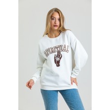 AS Anita Store Spiritüel Nakışlı Kalın Içi Polarlı Oversize Sweatshirt