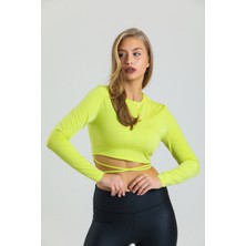 AS Anita Store Neon Yeşil Bağlama Detaylı Crop Bluz