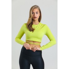 AS Anita Store Neon Yeşil Bağlama Detaylı Crop Bluz