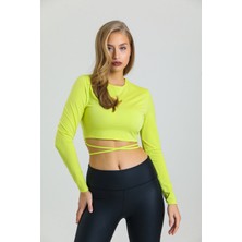 AS Anita Store Neon Yeşil Bağlama Detaylı Crop Bluz