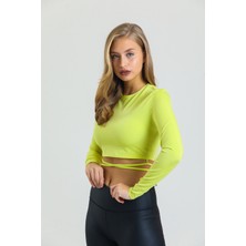 AS Anita Store Neon Yeşil Bağlama Detaylı Crop Bluz