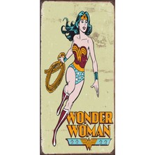 Hayat Poster Wonder Woman Marvel (10 cm x 20 Cm) Retro Mini Ahşap Poster