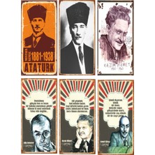 Hayat Poster Atatürk ve Edebiyat 6lı Ahşap Poster Seti