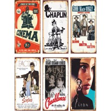 Hayat Poster Sinema 6lı Retro Ahşap Poster Seti
