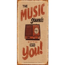 Hayat Poster Müzik 10 cm x 20 cm Mini Retro Ahşap Poster