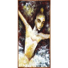 Hayat Poster Bale Yapan Kadın 10 cm x 20 cm Mini Retro Ahşap Poster