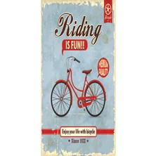 Hayat Poster Riding Is Fun Bisiklet (10 cm x 20 Cm) Mini Retro Ahşap Poster