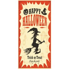 Hayat Poster Halloween Cadılar Bayramı (10 cm x 20 Cm)  Mini Retro Ahşap Poster