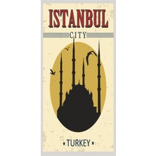 Hayat Poster Istanbul (10 cm x 20 Cm) Mini Retro Ahşap Poster