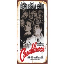 Hayat Poster Casablanca Sinema (10 cm x 20 Cm) Mini Retro Ahşap Poster