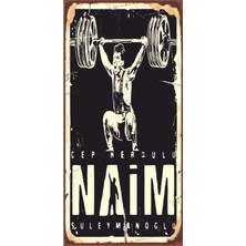 Hayat Poster Naim Süleymanoğlu (10 cm x 20 Cm) Mini Retro Ahşap Poster