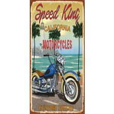 Hayat Poster Hız Kralı Motor (10 cm x 20 Cm) Mini Retro Ahşap Poster
