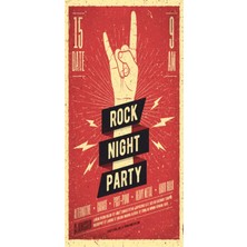 Hayat Poster Rock Party (10 cm x 20 Cm) Mini Retro Ahşap Poster