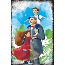 Hayat Poster Çocuklarla Mustafa Kemal Atatürk Serisi 1 Retro Vintage Ahşap Poster