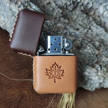 Atölye Çınar El Yapımı Hakiki Deri Zippo Çakmak