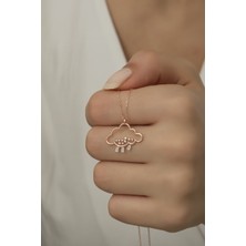 Nereze 925 Ayar Gümüş Zirkon Taşlı Yağmur Bulutu Kolye