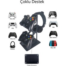 Newolexx Siyah Metal Gaming Ps4 Ps5 Xbox Joystick Controller Tutucu ve Kulaklık Dikey Standı