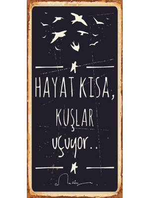 Hayat Poster Hayat Kısa Kuşlar Uçuyor Cemal Süreya (10 cm x 20 Cm) Mini Retro Ahşap Poster