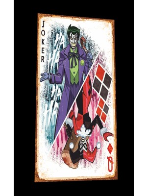 Hayat Poster Joker ve  Harley Quinn Oyun Kağıdı Mini Retro Ahşap Poster
