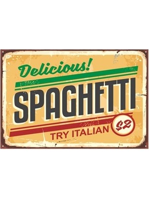 Hayat Poster Spagetti Retro Vintage Ahşap Poster