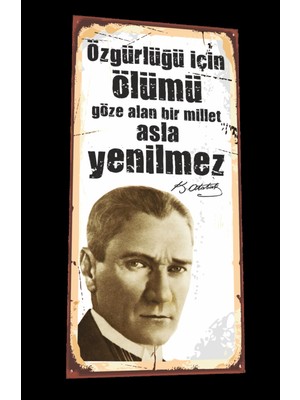 Hayat Poster Mustafa Kemal Atatürk Sözleri Mini Retro Ahşap Poster-4