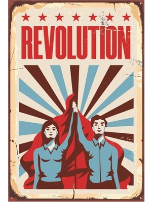 Hayat Poster Revolution Devrim Retro Ahşap Poster