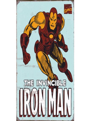 Hayat Poster Ironman Marvel (10 cm x 20 Cm) Mini Retro Ahşap Poster