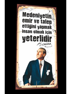 Hayat Poster Mustafa Kemal Atatürk Sözleri Mini Retro Ahşap Poster-1