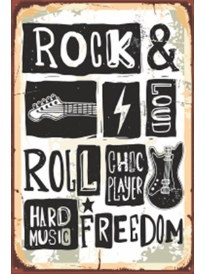 Hayat Poster Rock Roll Festival Retro Ahşap Poster 20X30 cm