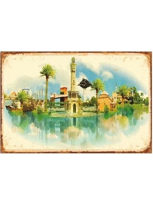 Hayat Poster Izmir Illustration Retro Vintage Ahşap Poster