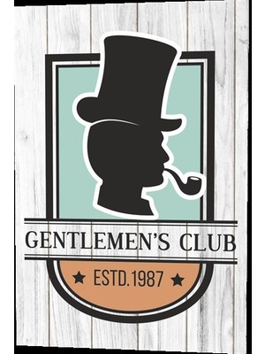 Hayat Poster Centilmen Beyler Kulübü Ahşap Desenli Retro Vintage Ahşap Poster
