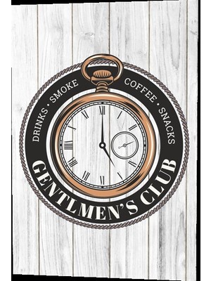 Hayat Poster Centilmen Beyler Kulübü Içki ve Kahve Saati Ahşap Desenli Retro Vintage Ahşap Poster