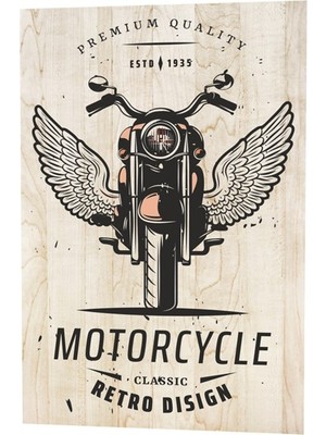 Hayat Poster Klasik Motor Retro Tasarım Ahşap Desenli Retro Vintage Ahşap Poster
