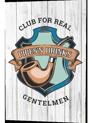 Hayat Poster Centilmen Beyler Kulübü Pipo Tütün Ahşap Desenli Retro Vintage Ahşap Poster