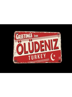 Hayat Poster Muğla Fethiye Ölüdeniz Şehir Posterleri Ölüdenizden Selamlar Retro Ahşap Poster
