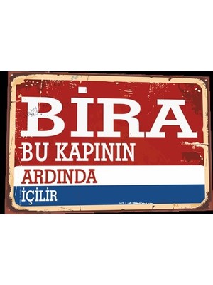 Hayat Poster Bira Bu Kapının Ardında Içilir Tabela Tarz Retro Ahşap Poster 803