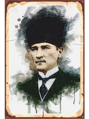 Hayat Poster Kalpaklı Mustafa Kemal Atatürk Yağlı Boya Retro Ahşap Poster 769