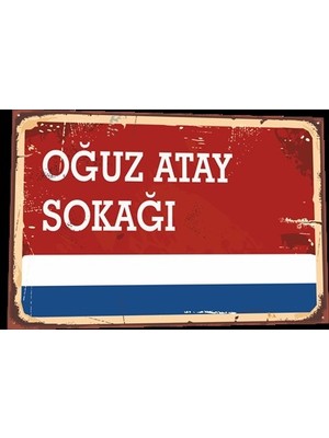 Hayat Poster Oğuz Atay Sokağı Tabela Tarz Retro Ahşap Poster 809